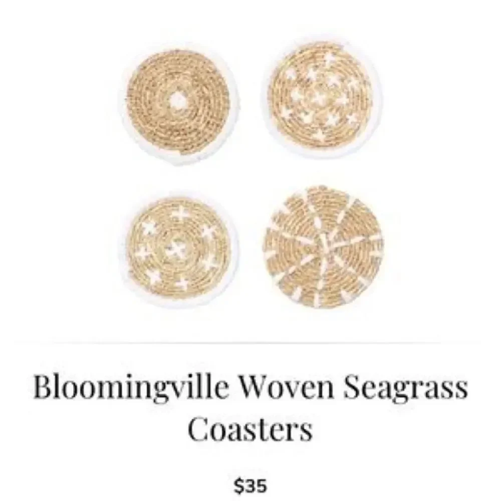 ✨HP✨Bloomingville Round Hand-Embroidered Seagrass✨